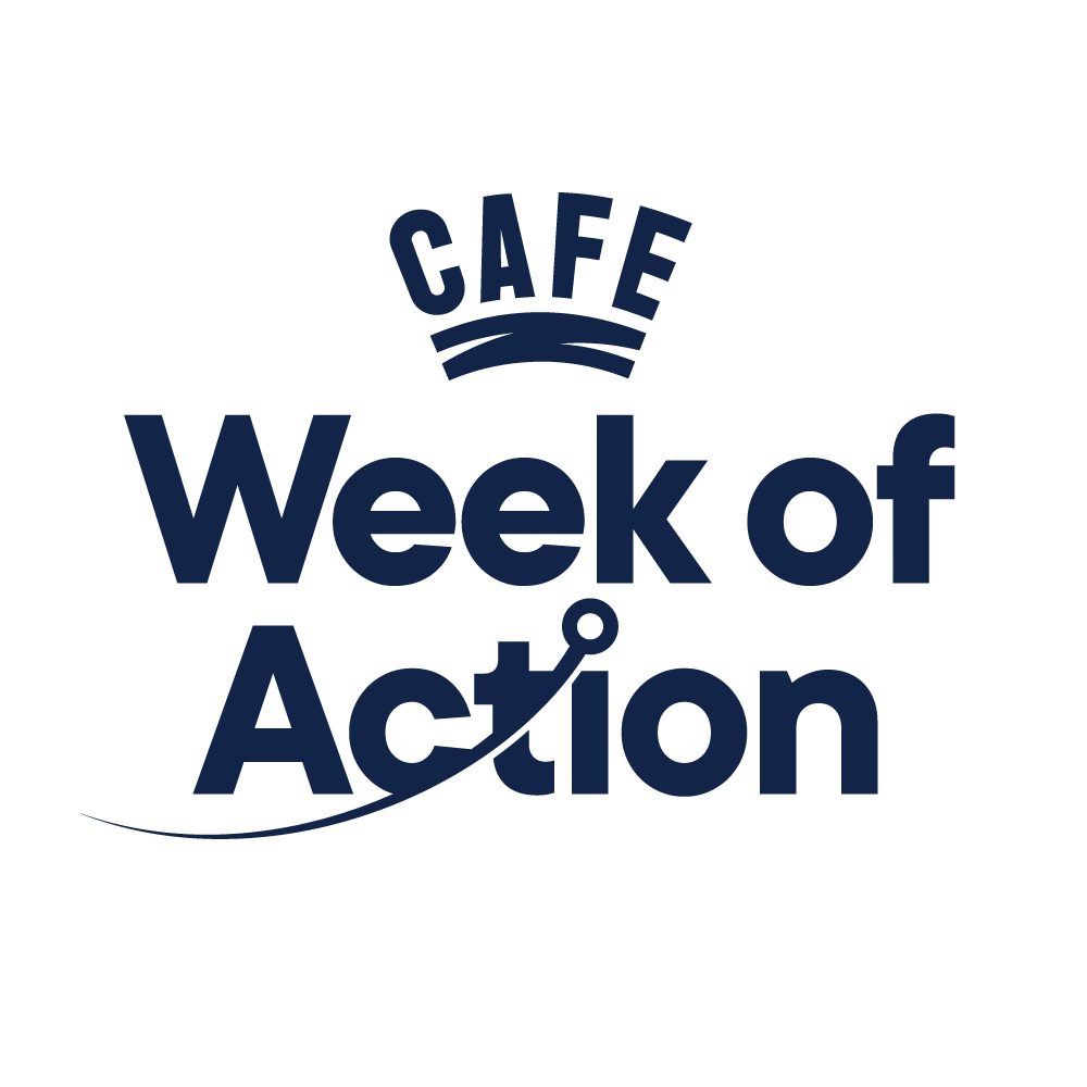 Logo der CAFE-Aktionswochen mit blauem 