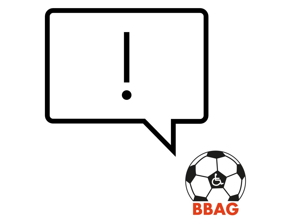 BBAG Logo mit Sprechblase. In der Sprechblase ein Ausrufezeichen.