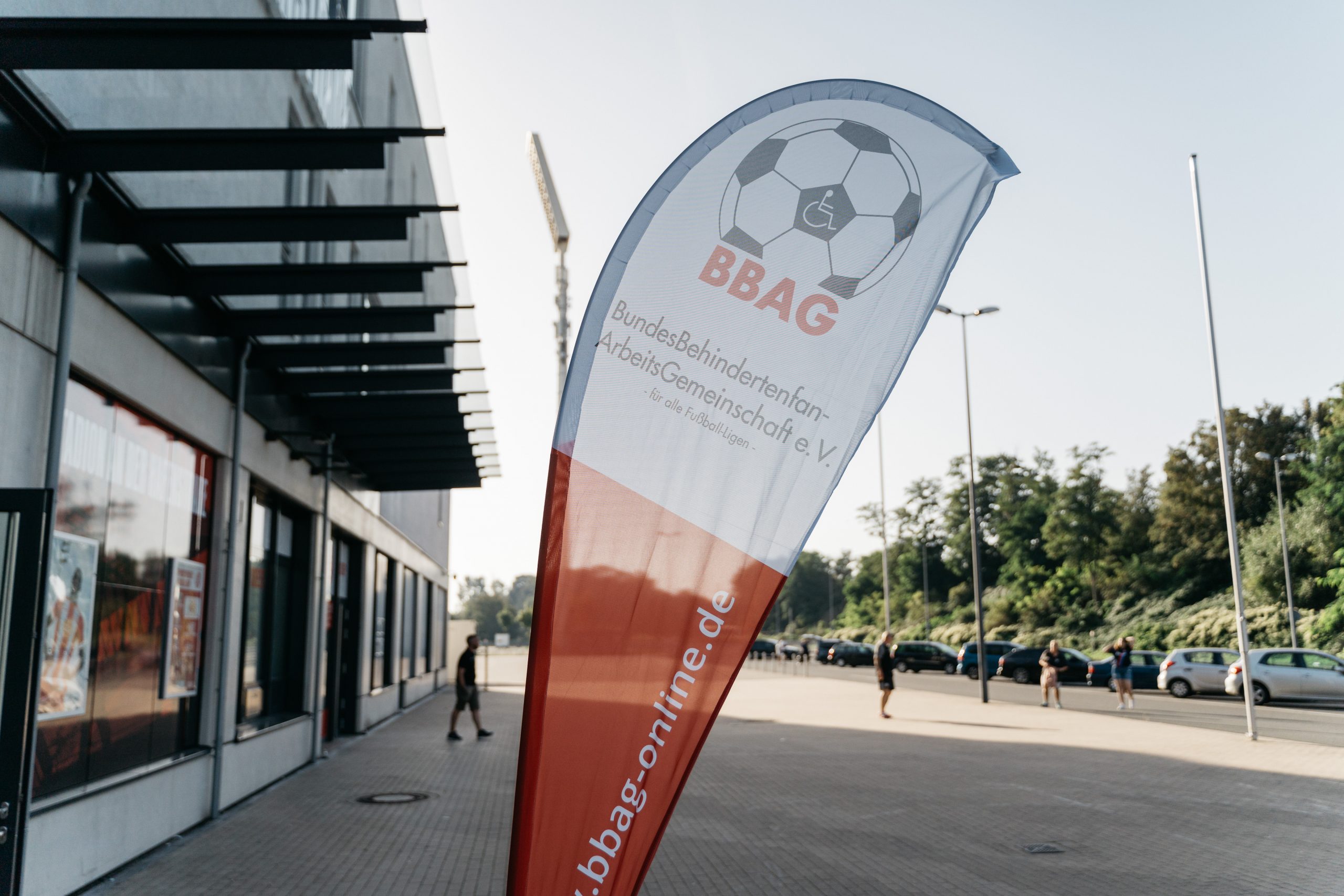 BBAG Fahne vor dem Stadion an der Hafenstrasse in Essen